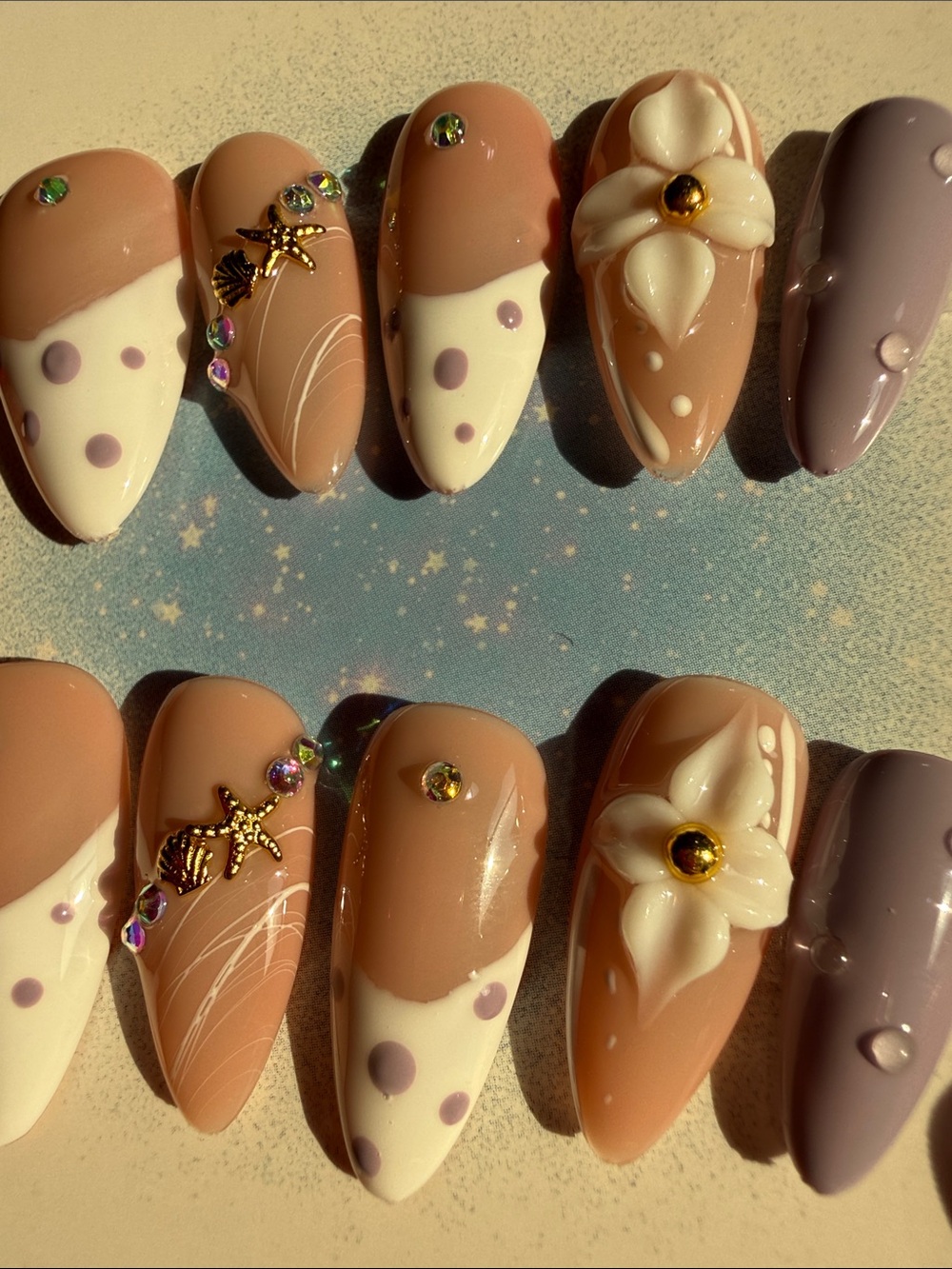 Neutral Pink & Lavender Floral Press-On Nail Set by - Picture 3 of 3